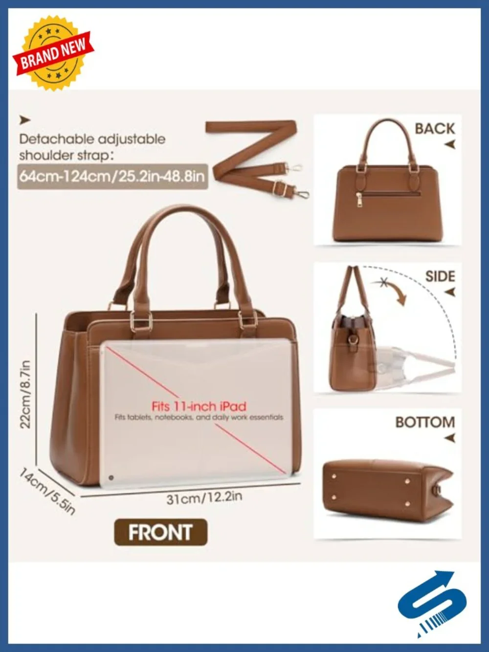 PU Leather Satchel Purse for Women Structured Work Handbag with Bowknot